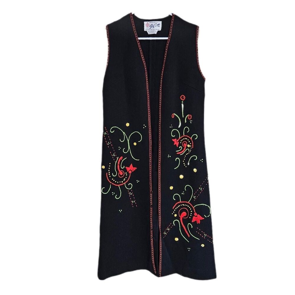vintage western boho black knit long vest